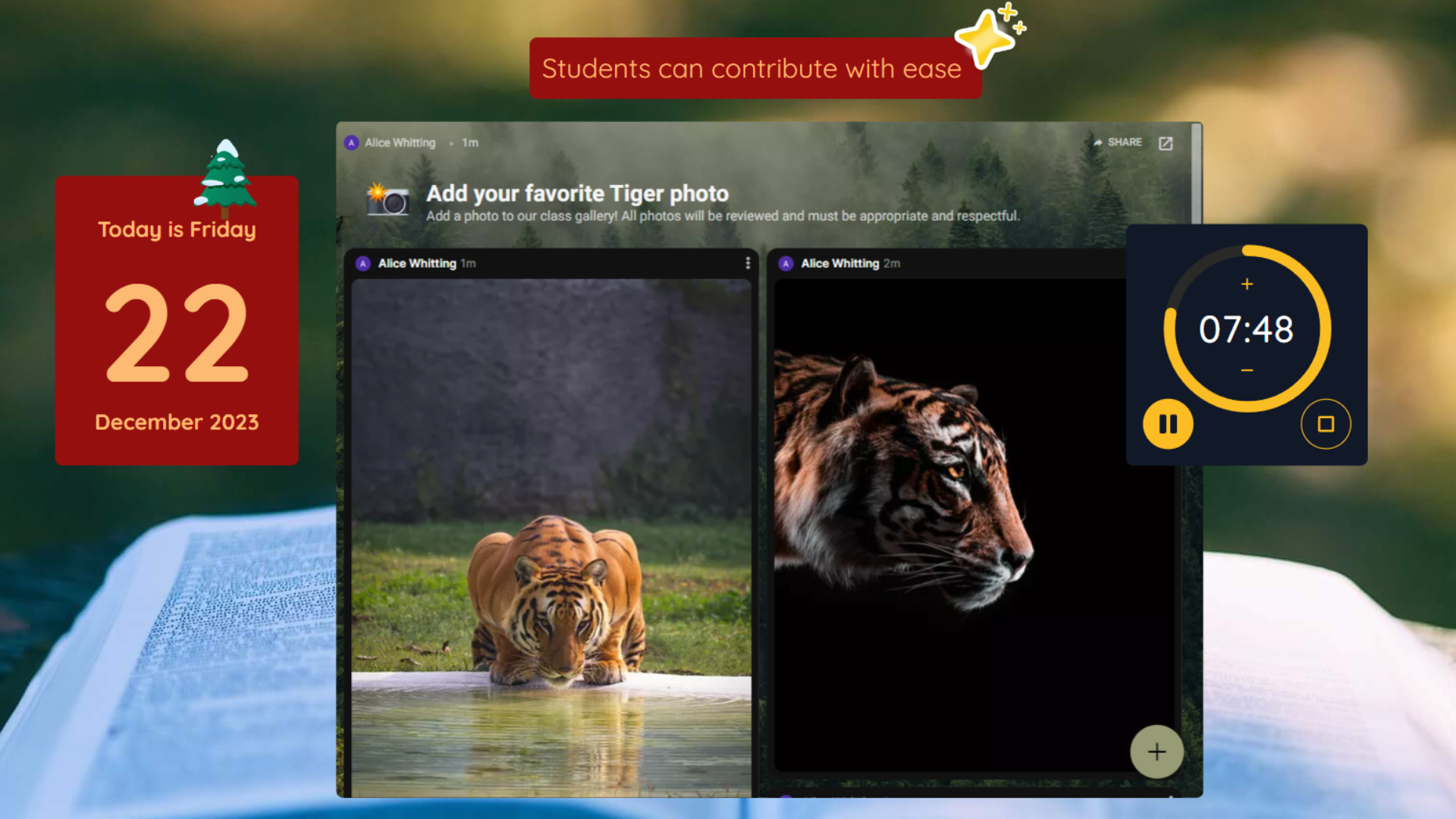 This visual shows a Padlet about tigers with other widgets.