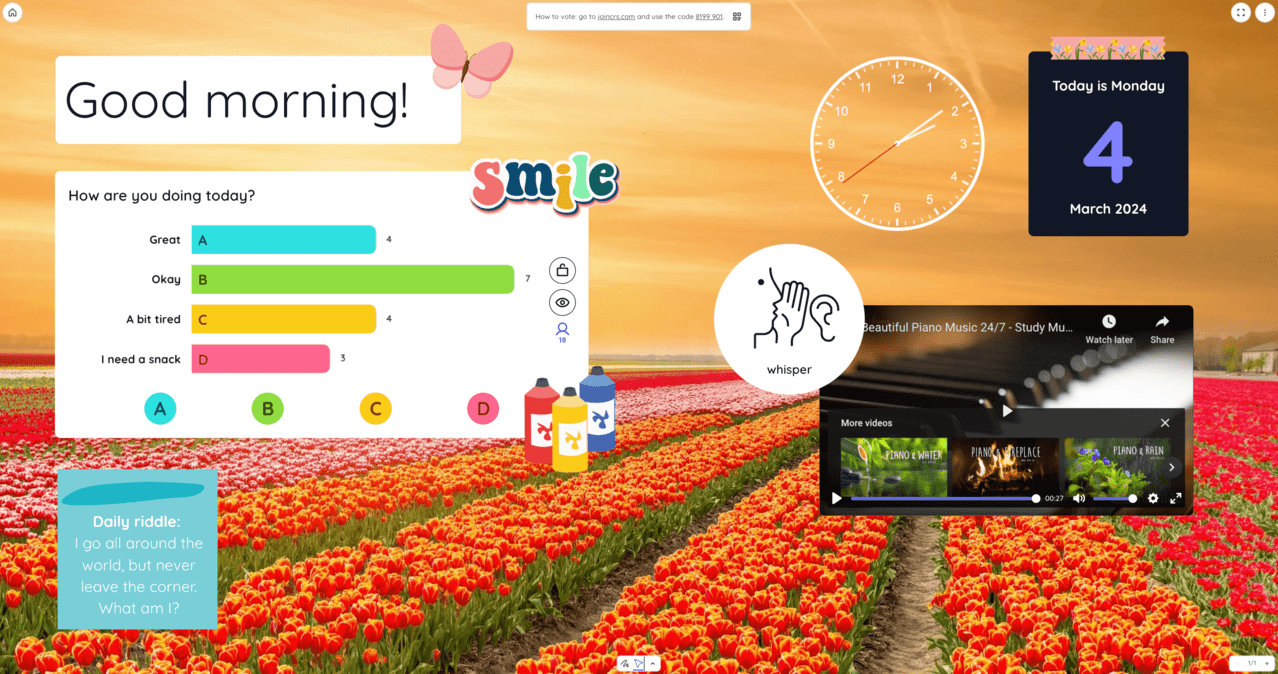This image shows how you can add stickers, riddles and inspirational quotes to your screen.