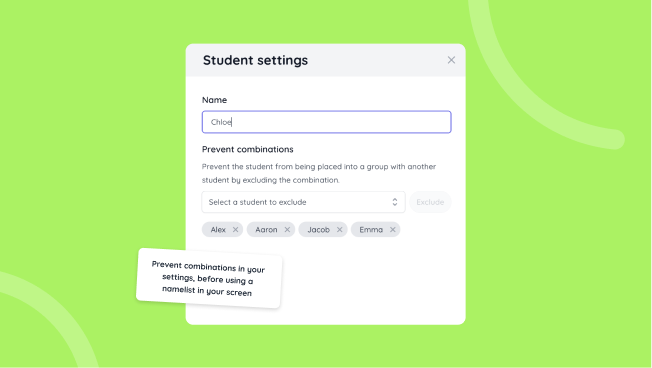 Exclude specific pairings without your students knowing