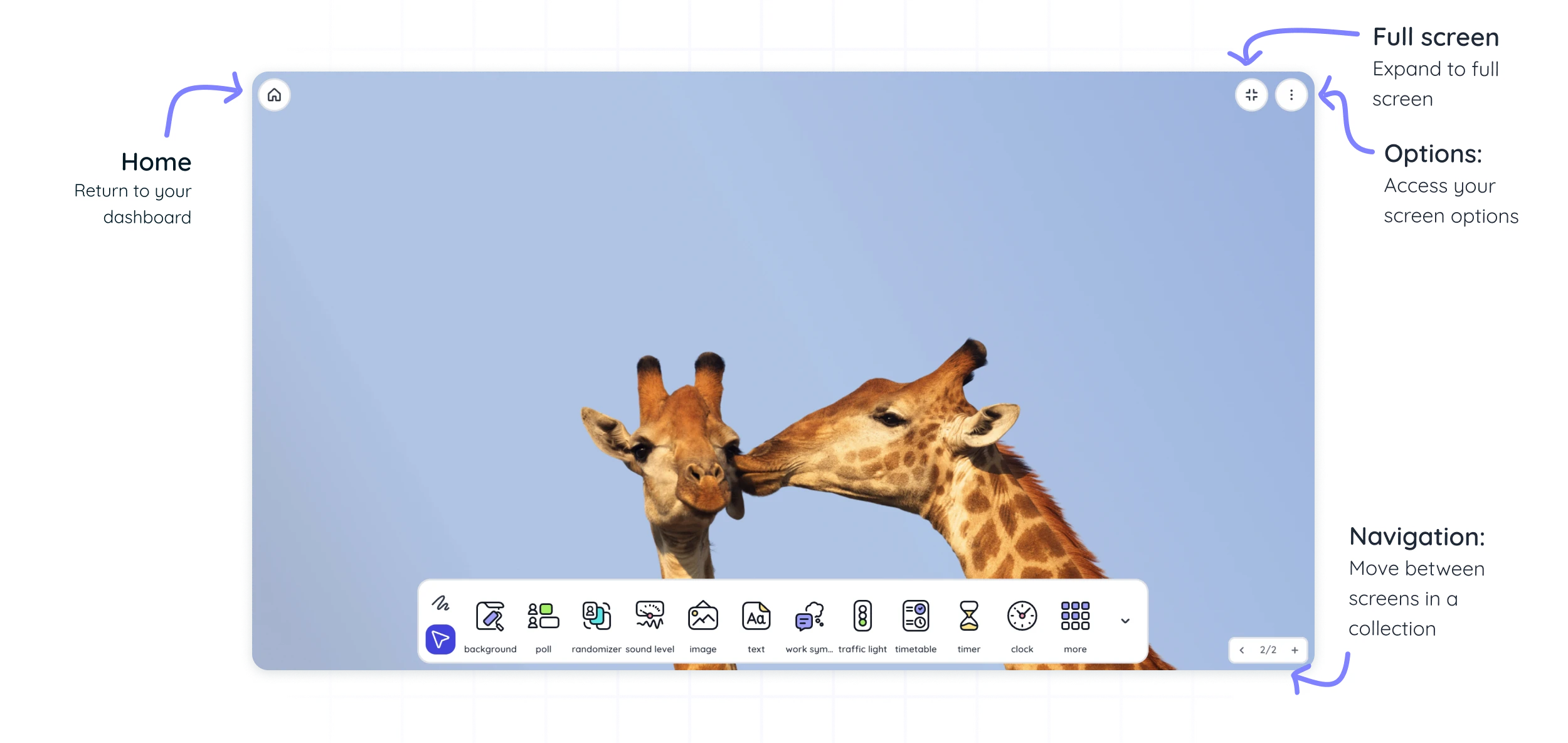 UI functionalities in Classroomscreen