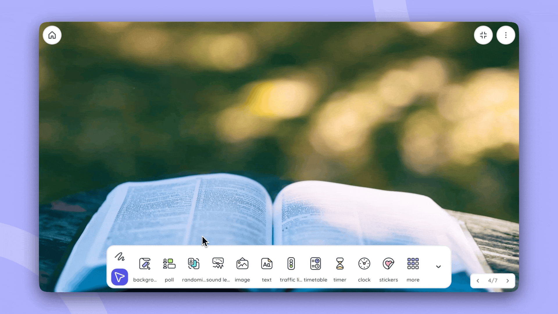 Adding widgets from the widget bar
