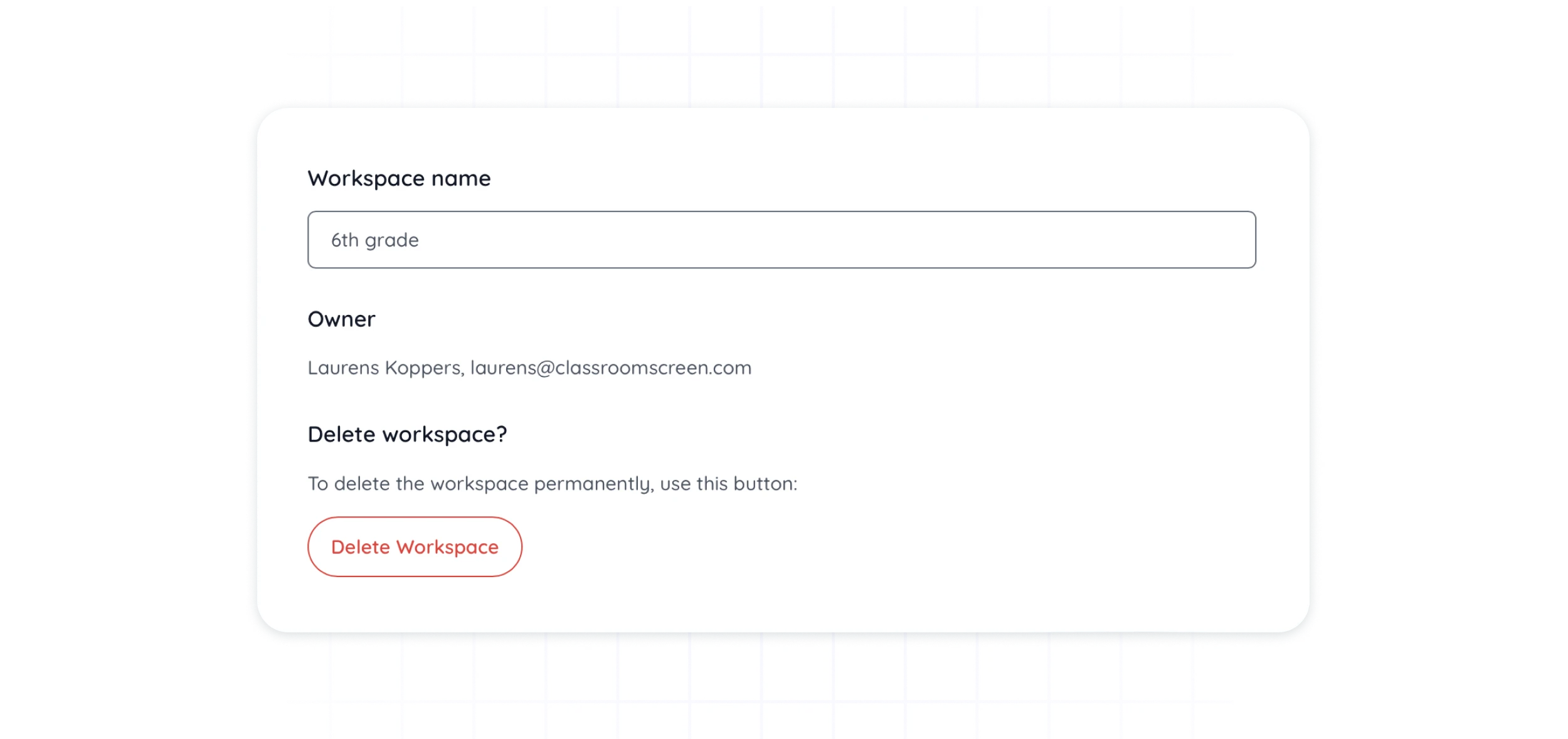 This image that shows how to edit your Workspace settings.