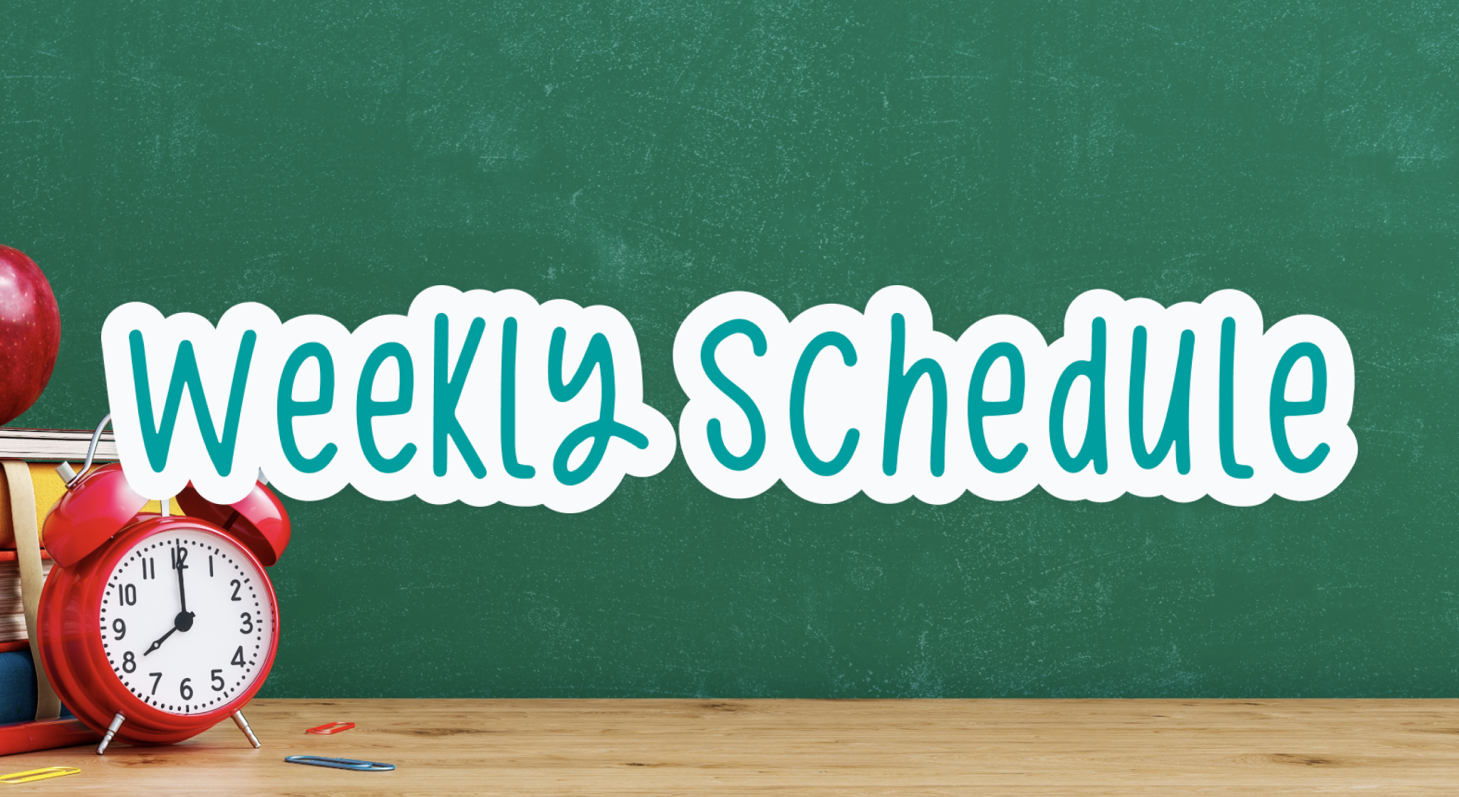 Weekly Schedule – template title displayed with a clear, classroom-friendly weekly planner layout