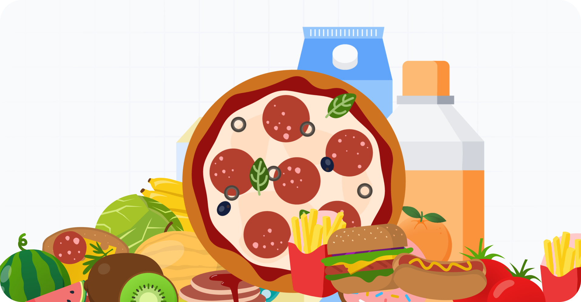 This image shows all the food stickers available on Classroomscreen.