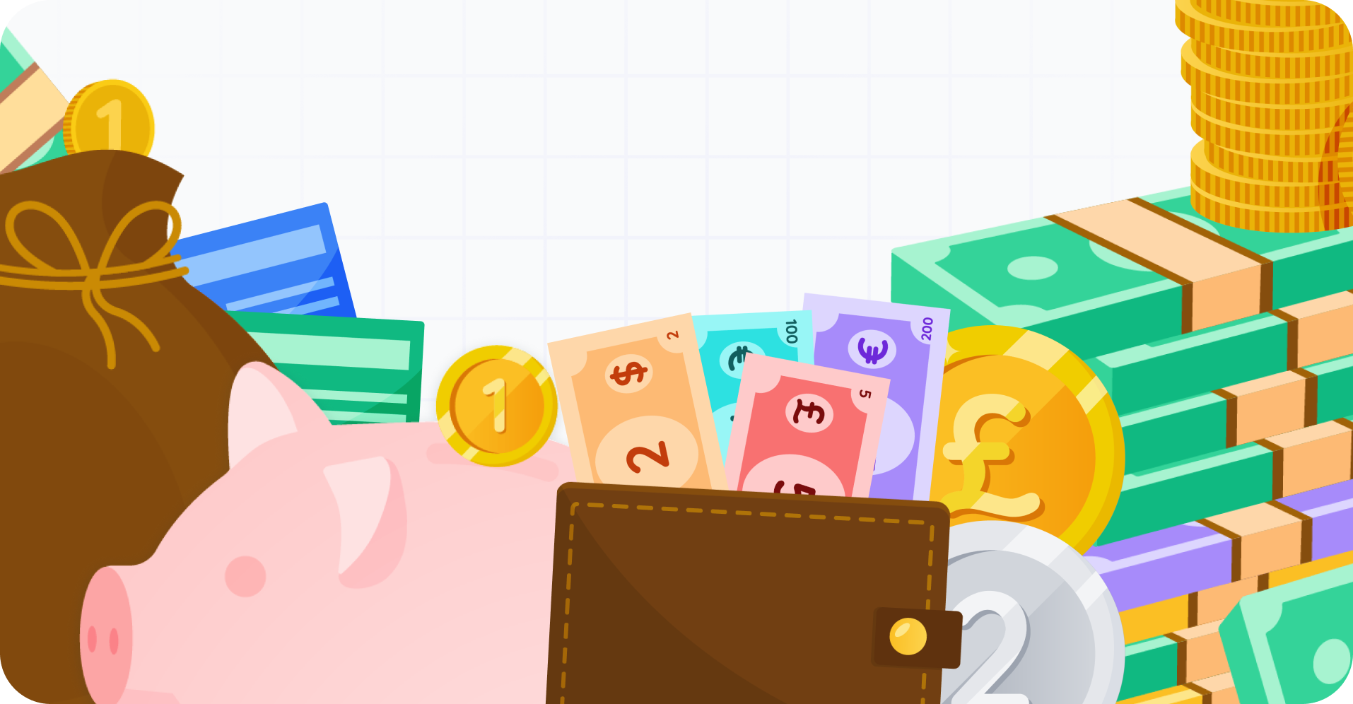 This image shows some of the Money stickers available in Classroomscreen.