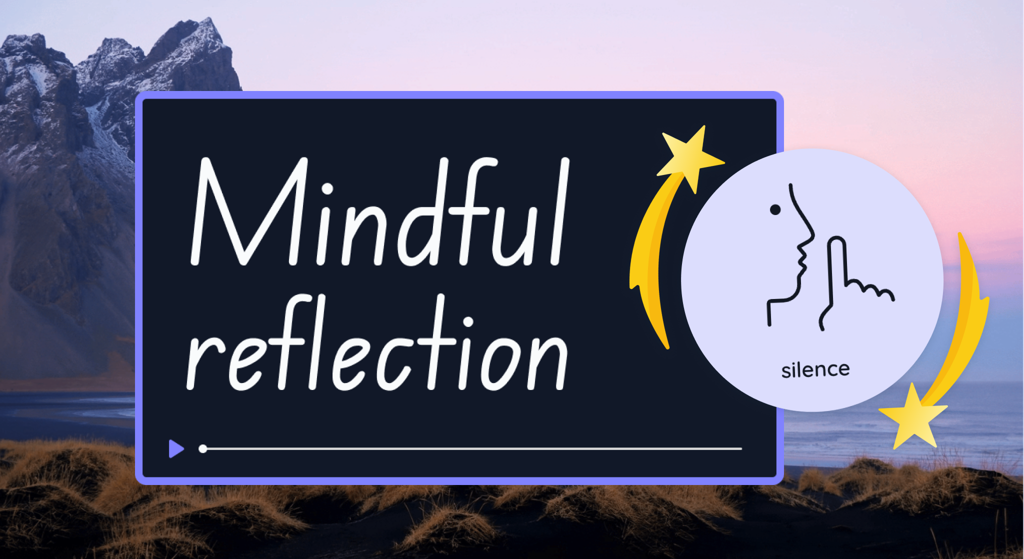 Thumbnail showing a calm classroom mindfulness timer screen with a soft background, breathing prompt, and a silence symbol.