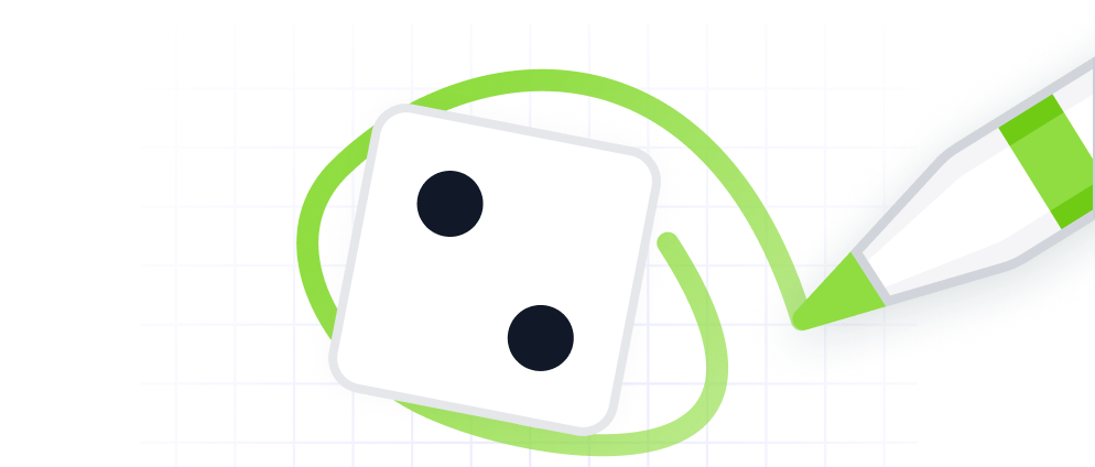 A green marker draws a wavy line on a white grid with blue lines; the marker is shown at the end of the line on the right side of the image.