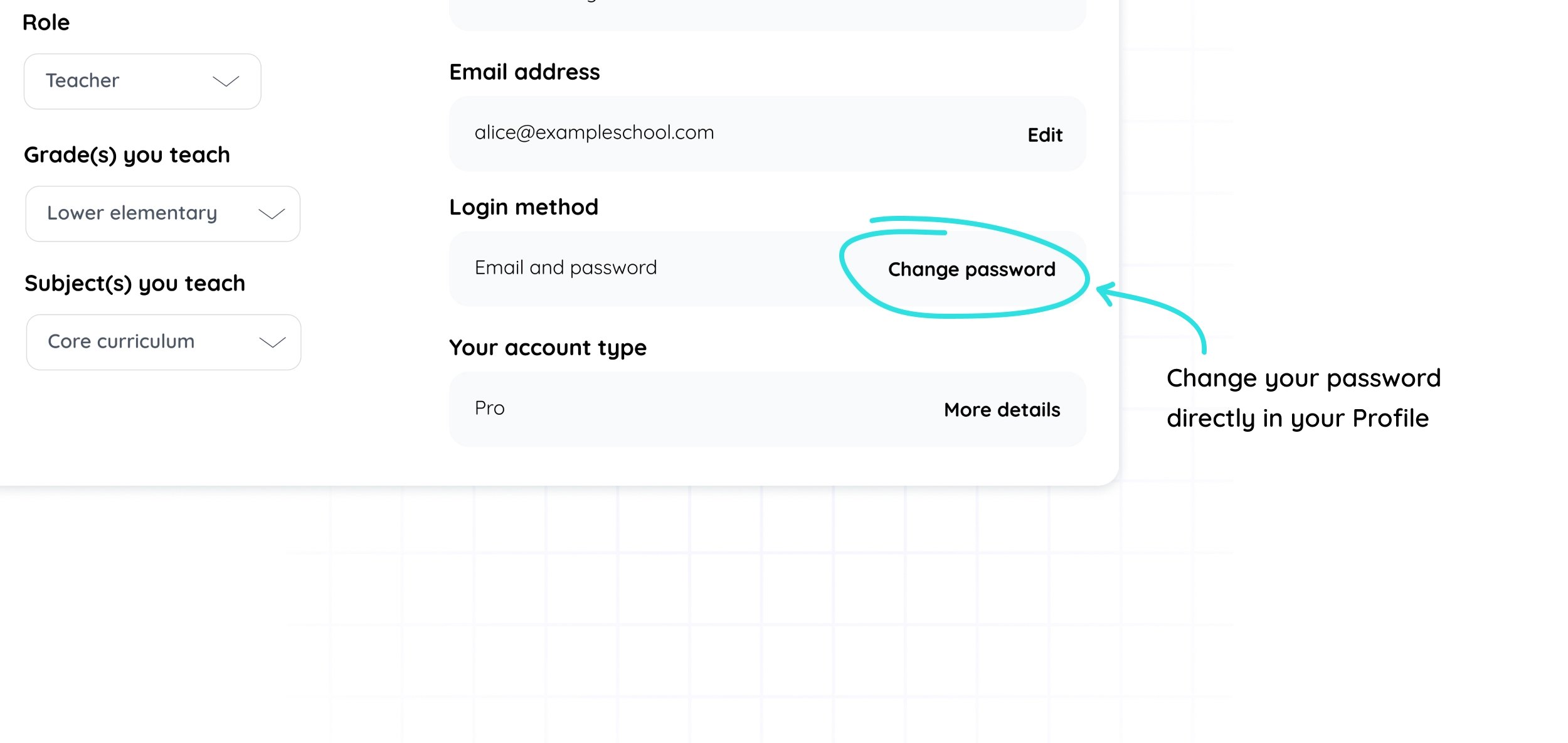Change or reset your Classroomscreen password