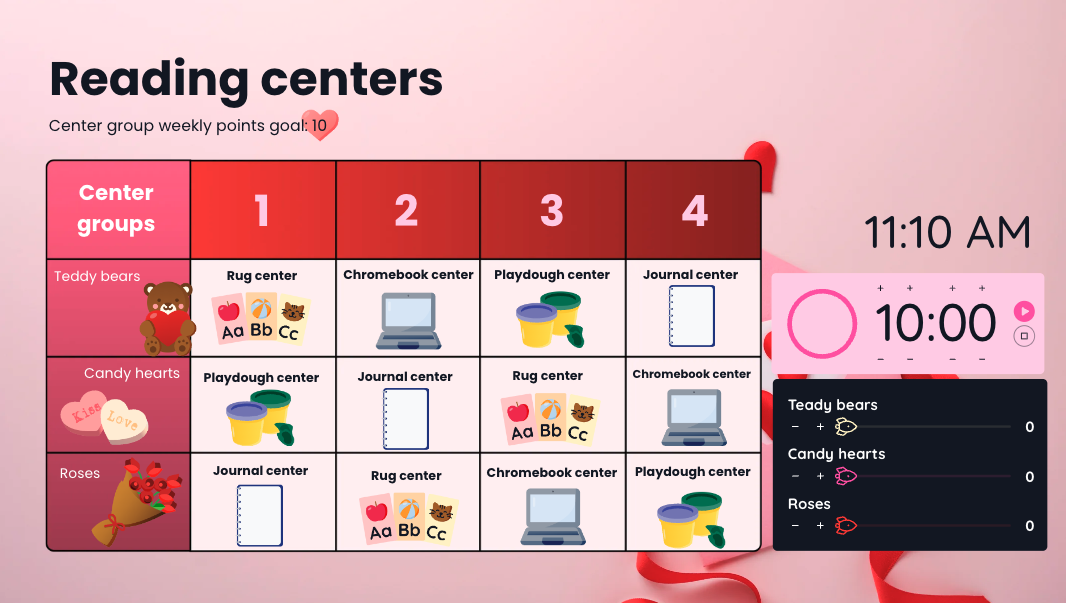 Use Andrea's free reading centers rotation screens